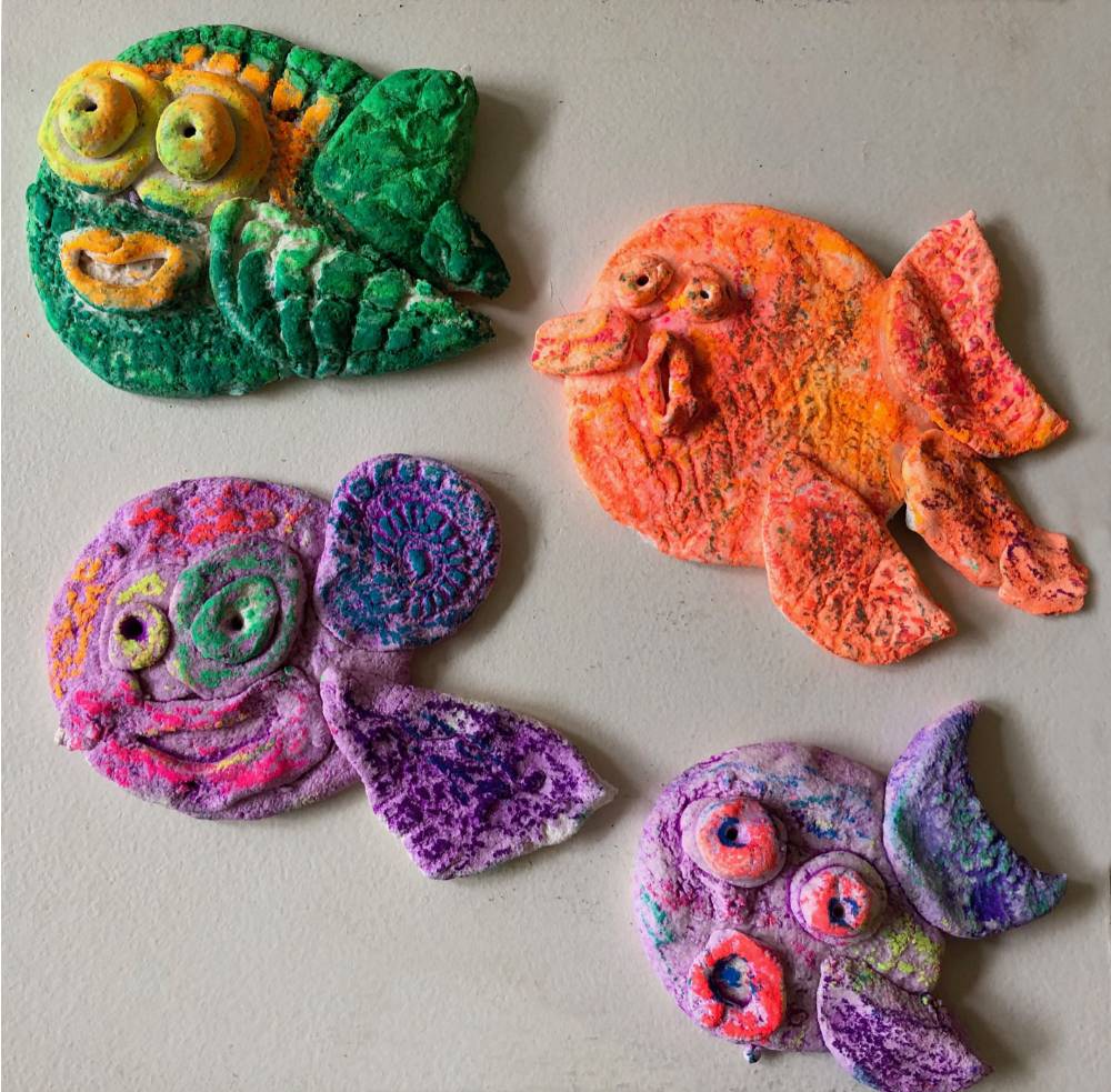 Painted clay fish